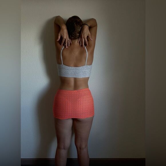 Urban Outfitters Micro Mini Skirt Neon Orange Purple XS Stretchy - Picture 4 of 9